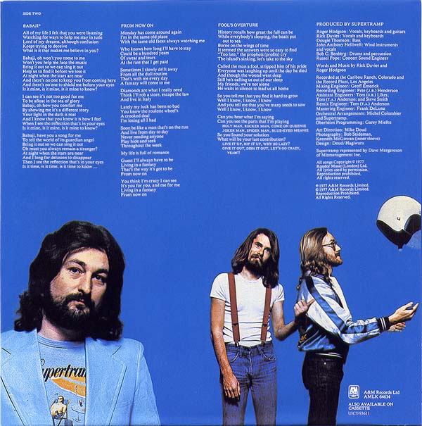 inner sleeve back, Supertramp - Even In The Quietest Moments...